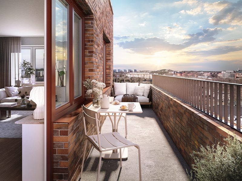 En balkong på en lägenhet på Västra Kungsholmen